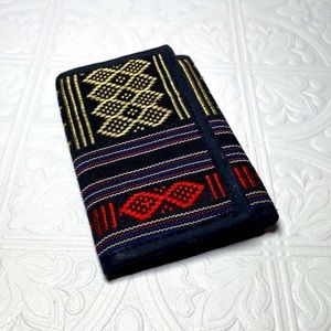 Mens Boho Embroidered Tri-Fold Wallet with Interior Zip Pocket and Clear…